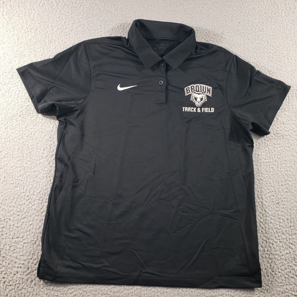 Nike Shirt Women's Large Black Short Sleeve Golf Polo Embroidered Stretch Track